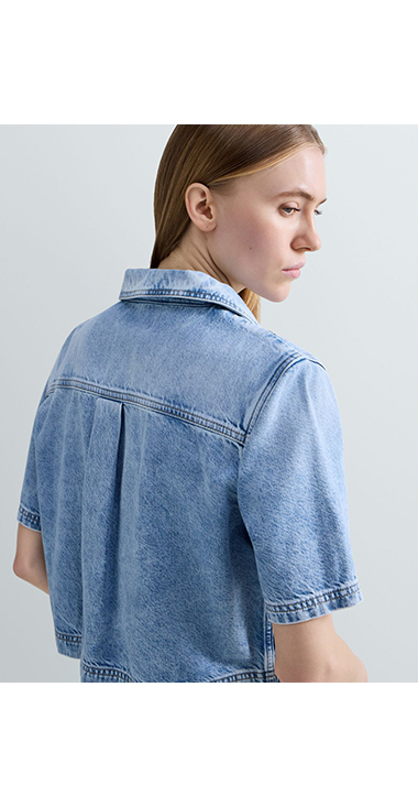 クロップドAged Lookデニムシャツ｜REPLAY リプレイ公式通販サイト